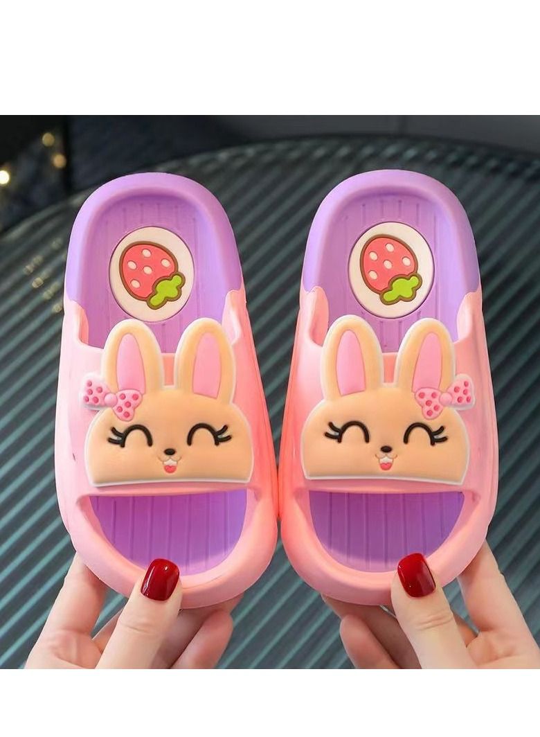 Girls Slippers Baby Cute Rabbit Slippers Female Summer Children's Slippers Female Non-Slip Medium And Big Children Primary School Students Sandals And Slippers Light Pink Size 32 33 - Image 1