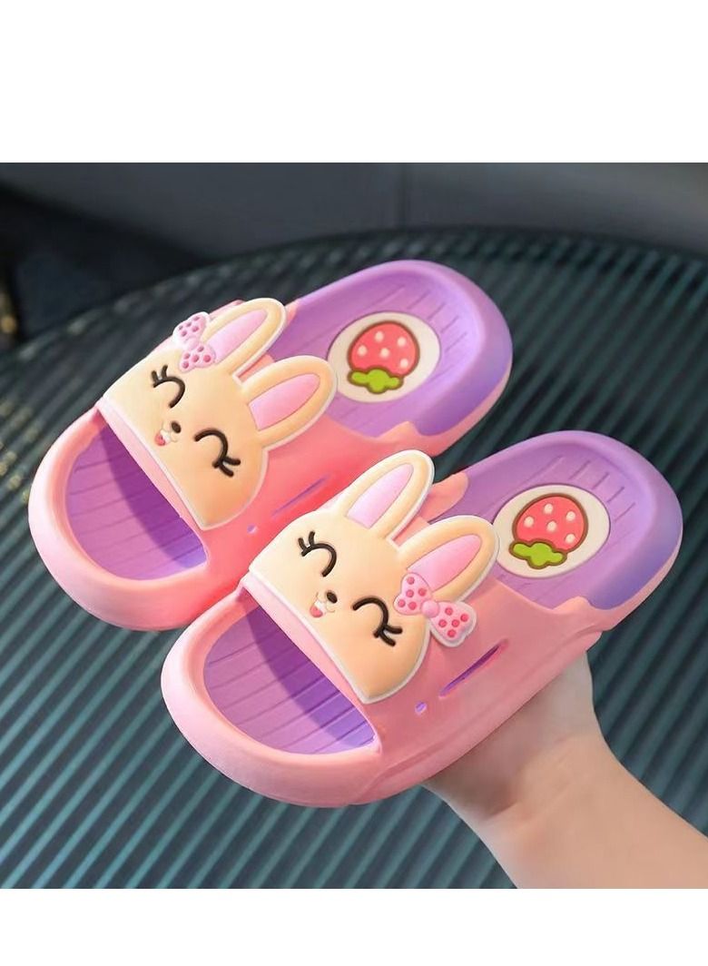 Girls Slippers Baby Cute Rabbit Slippers Female Summer Children's Slippers Female Non-Slip Medium And Big Children Primary School Students Sandals And Slippers Light Pink Size 32 33 - Image 3
