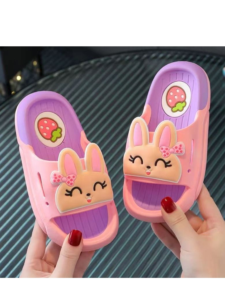 Girls Slippers Baby Cute Rabbit Slippers Female Summer Children's Slippers Female Non-Slip Medium And Big Children Primary School Students Sandals And Slippers Light Pink Size 32 33 - Image 2