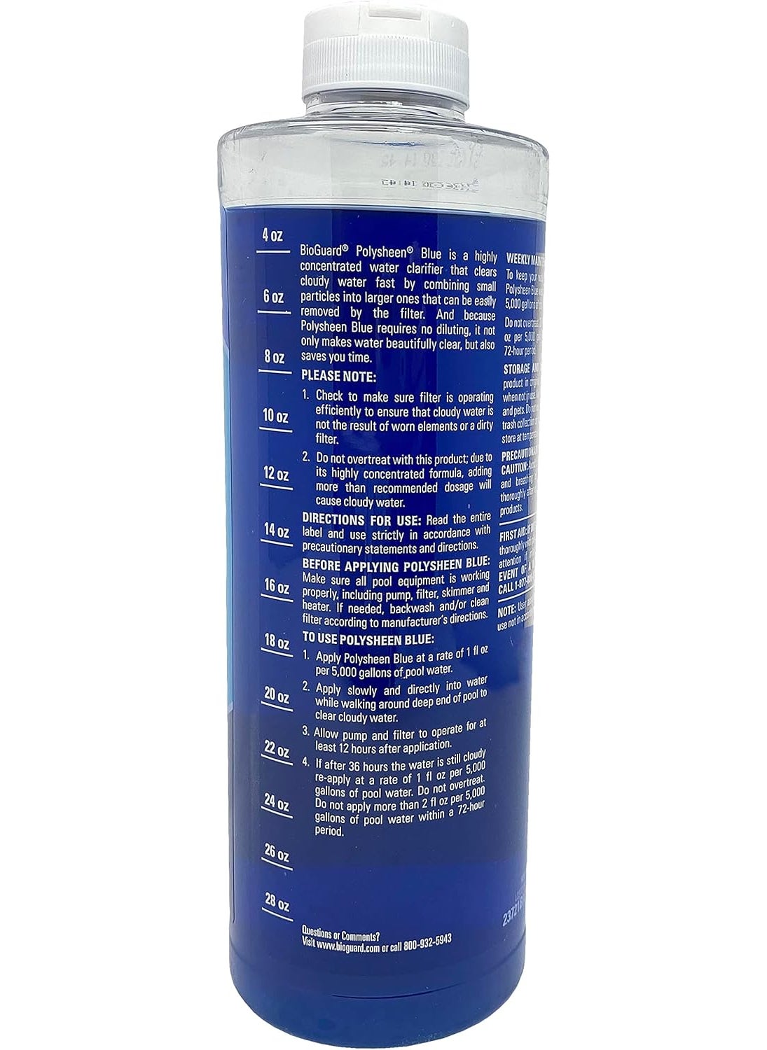 bioguard BioGuard Polysheen Blue Clarifier  1 Quart FastActing Formula  Highly Concentrated Water Clarifier Effective for All Swimming Pool and Filter Types  - Image 2