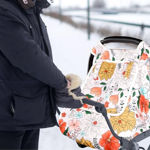 Pea Pod Baby Carseat Cover Girls Pea Pod Infant Car Seat Covers Canopy for Newborn with 2 Layers Windows of Breathable MeshFabric Lightweight PolyesterMinky Dot Backing Snug Fit Most Baby Car Seat - Image 1