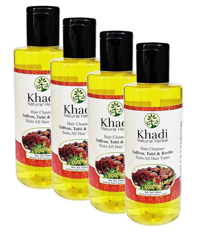 Khadi Herbal Khadi Natural Herbal Saffron Tulsi  Reetha Shampoo Yellow 1890 ml 9 Count - Image 1