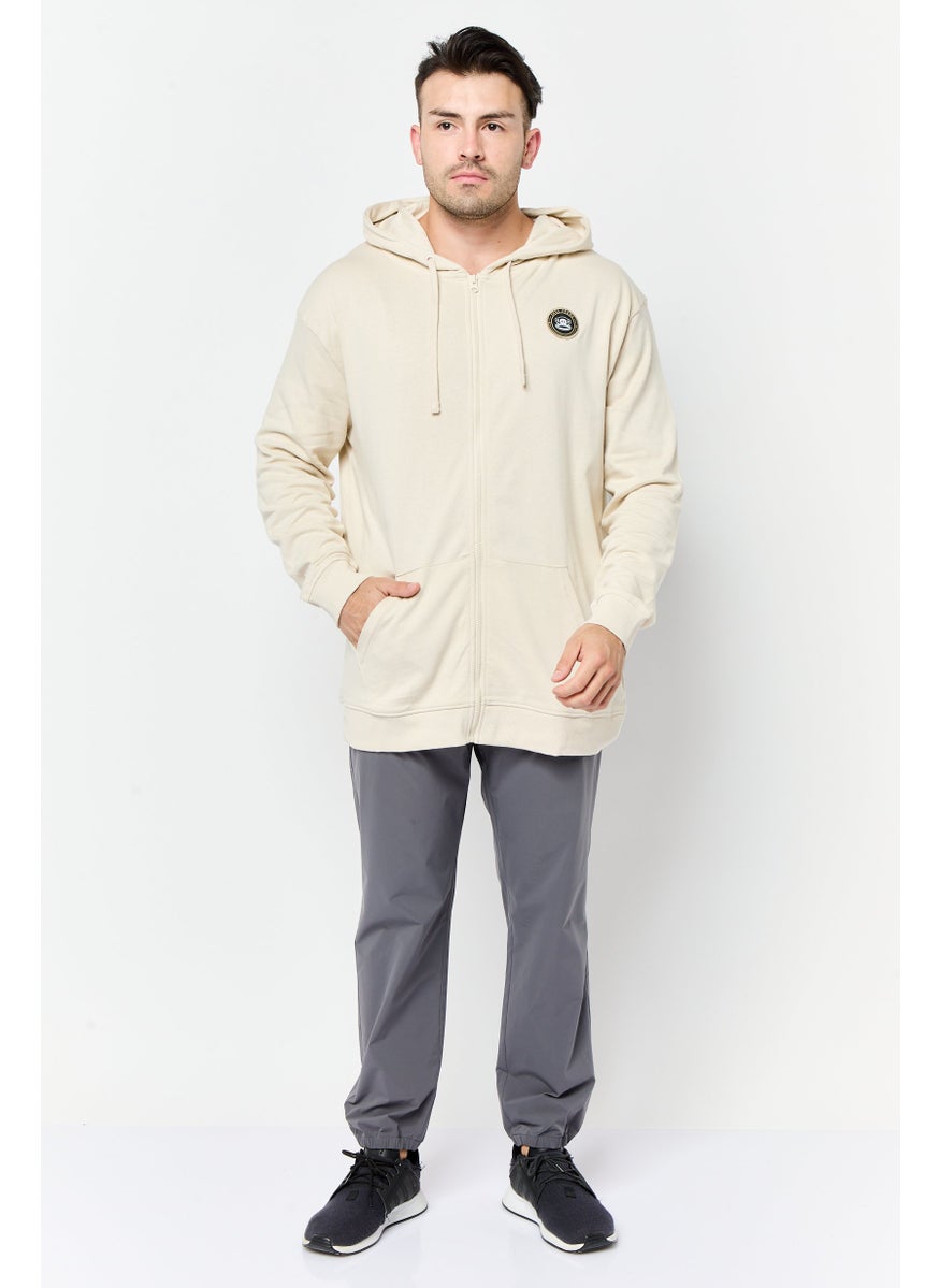 Paul Frank Men Hood with Drawstring Full Zip Sweatshirts, Beige  - Image 2