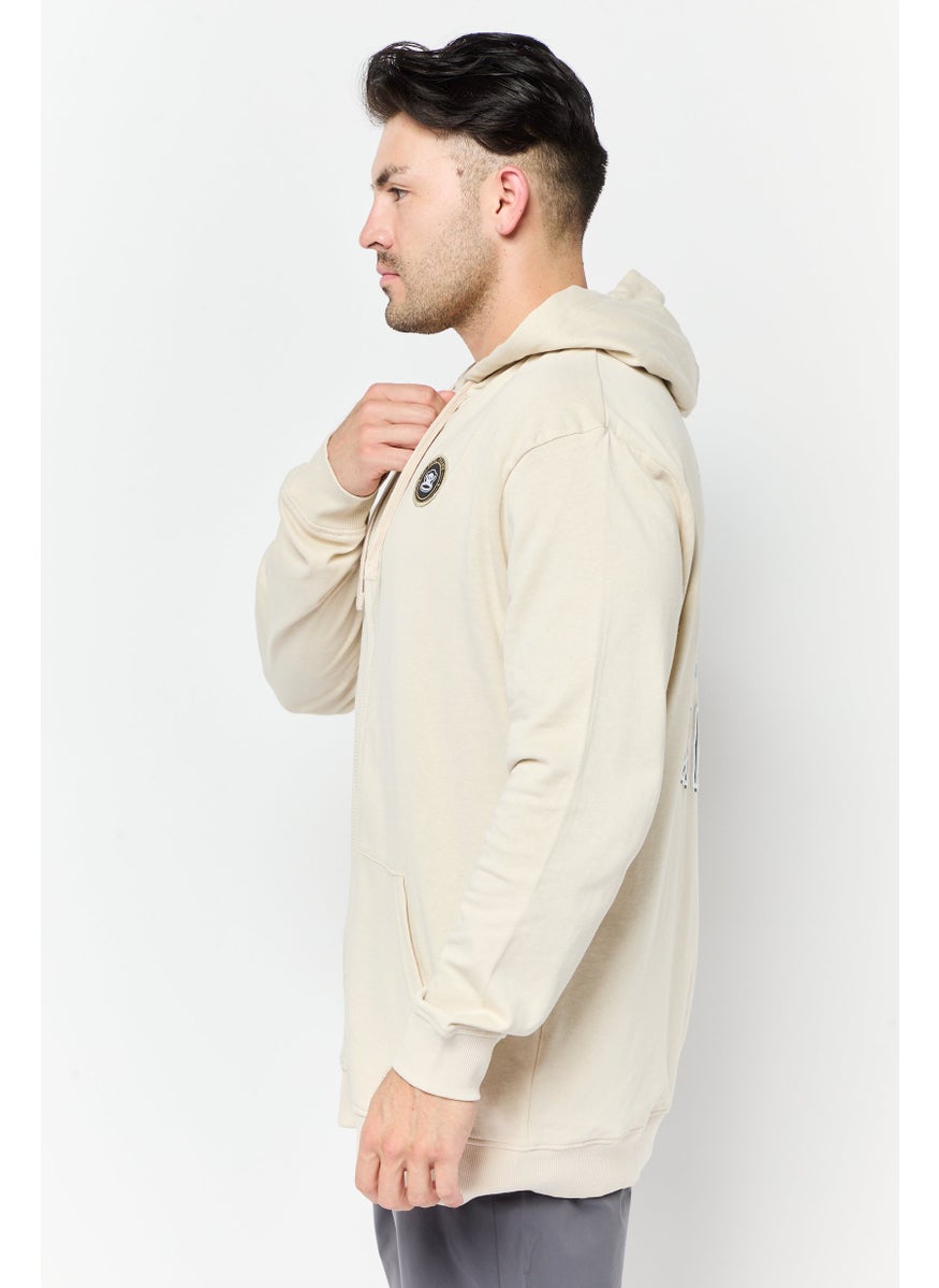 Paul Frank Men Hood with Drawstring Full Zip Sweatshirts, Beige  - Image 3