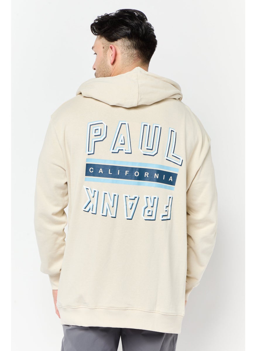 Paul Frank Men Hood with Drawstring Full Zip Sweatshirts, Beige  - Image 4