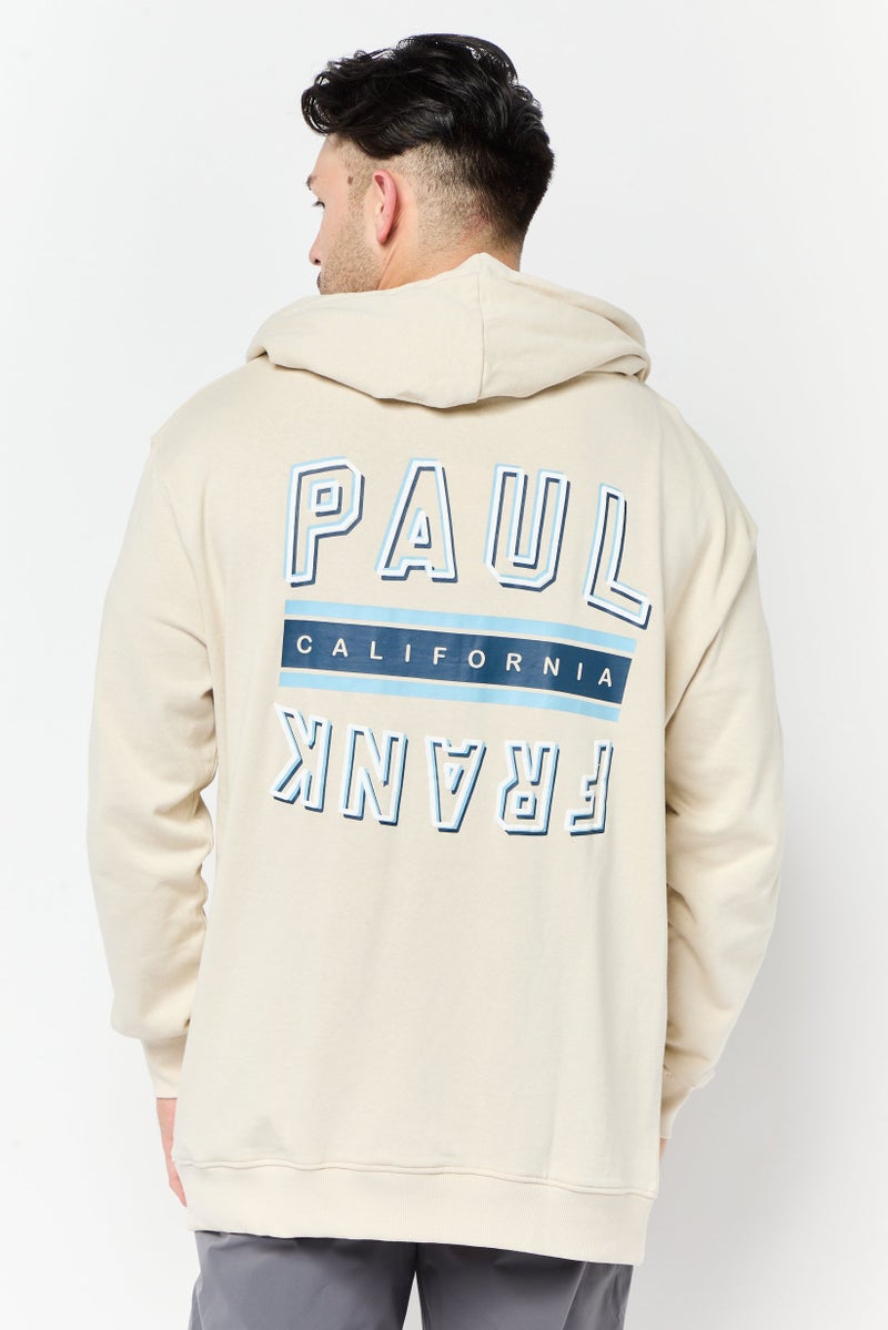 Paul Frank Men Hood with Drawstring Full Zip Sweatshirts, Beige - Image 4