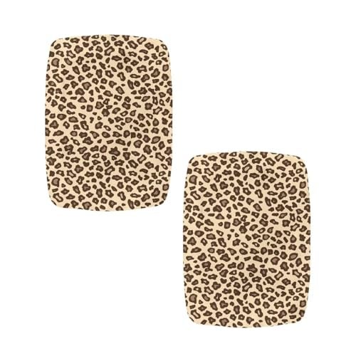 Luarisgur Bar Stool Rectangle Seat Covers Brown Leopard Print Bar Stool Chair Cover Set of 2 Stretch Stool Covers Rectangular Washable Soft Stool Slipcover Bar Chair Cover with Elastic Band - Image 2