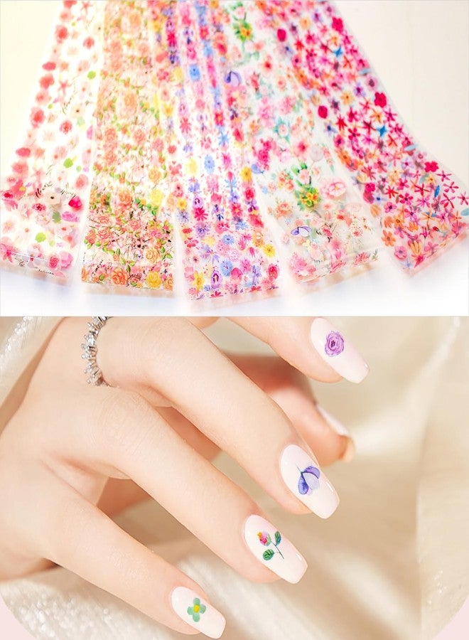 JERCLITY 10 Rolls Spring Flowers Nail Foil Transfer Sticker Kit Nail Foil Sheets Foil Nail Art Decals Flower Nail Foil Transfer Stickers Foil Nail Wraps for Foil Nail Art(Flower-2) - Image 4