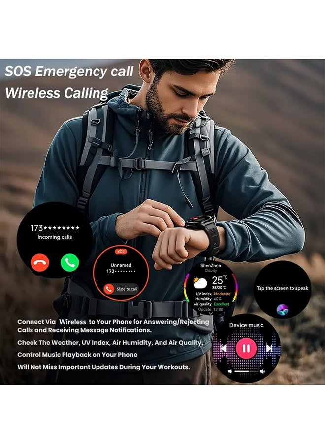 RollsTimi  Smart Watch for Men GPS Watch, 1.43" AMOLED Display, 3ATM Waterproof Men Watch, 100+ Sport Modes, Fitness Activity Tracke with Compass Pedometer Sleep Monitor, for Android iOS - Image 2