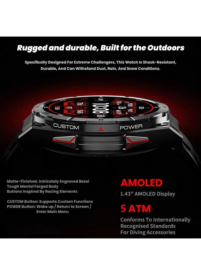RollsTimi  Smart Watch for Men GPS Watch, 1.43" AMOLED Display, 3ATM Waterproof Men Watch, 100+ Sport Modes, Fitness Activity Tracke with Compass Pedometer Sleep Monitor, for Android iOS - Image 4