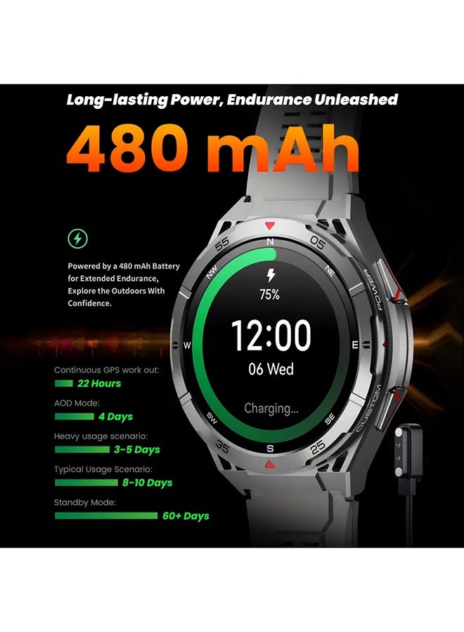 RollsTimi  Smart Watch for Men GPS Watch, 1.43" AMOLED Display, 3ATM Waterproof Men Watch, 100+ Sport Modes, Fitness Activity Tracke with Compass Pedometer Sleep Monitor, for Android iOS - Image 5