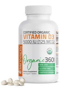 Bronson Vitamin D3 5000 IU Organic Vitamin D Supplement, Non-GMO Formula, 360 Tablets  - Image 1