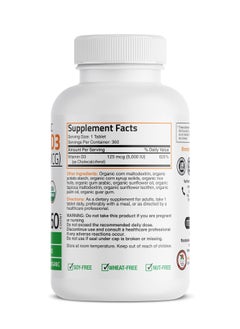 Bronson Vitamin D3 5000 IU Organic Vitamin D Supplement, Non-GMO Formula, 360 Tablets  - Image 2
