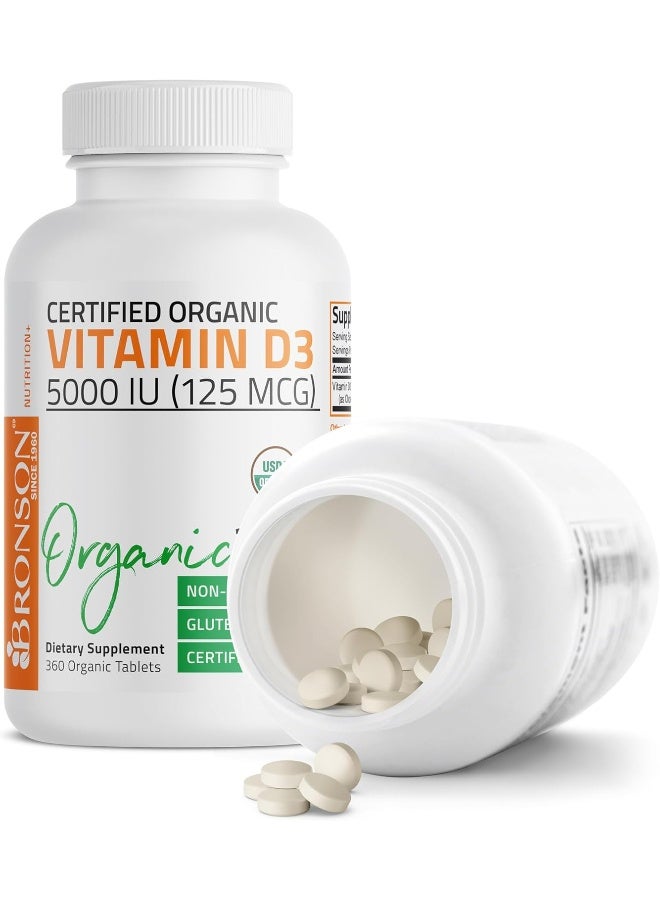 برونسون مكمل فيتامين د3 العضوي بتركيز 5000 وحدة دولية، تركيبة خالية من الكائنات المعدلة وراثيًا، 360 قرصًا - Image 5