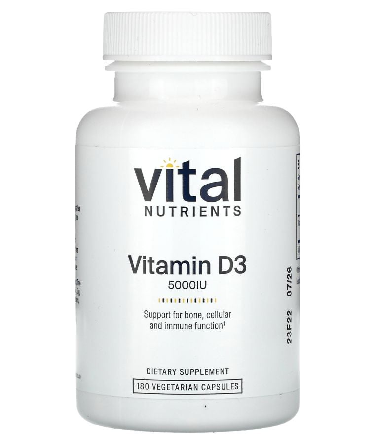 Vital Nutrients Vitamin D3 5000 IU 180 Vegetarian Capsules