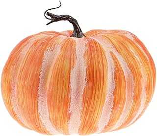 Woration Fake Pumpkin Decoration 8.4 Inch Large Yellow Artificial Pumpkin Faux Vegetable Food Model for Autumn Fall - Image 1
