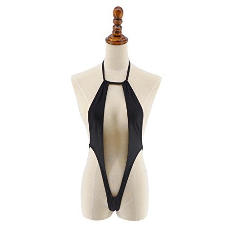 SHERRYLO Exotic Micro Mini Bikini Black Thong Swimsuit Swimwear Bathing Suit Monokini,Free Size,Black - Image 2