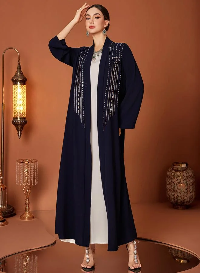 تايك تو Take Two Embroidered Long Sleeve A-Line Maxi Kimono