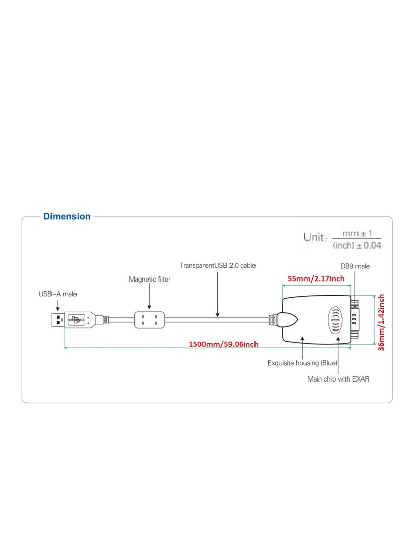 Generic - USB to RS232/485/422 all-in-one converter, USB to Serial data cable, USB to COM Cable, USB to PLC Programming cable, USB download cable, 1.5 meter, USB-powered, Industrial grade with Surge &  ESD protection, 300-921.6kbps Baud Rate, win10/11 driver free - Image 1