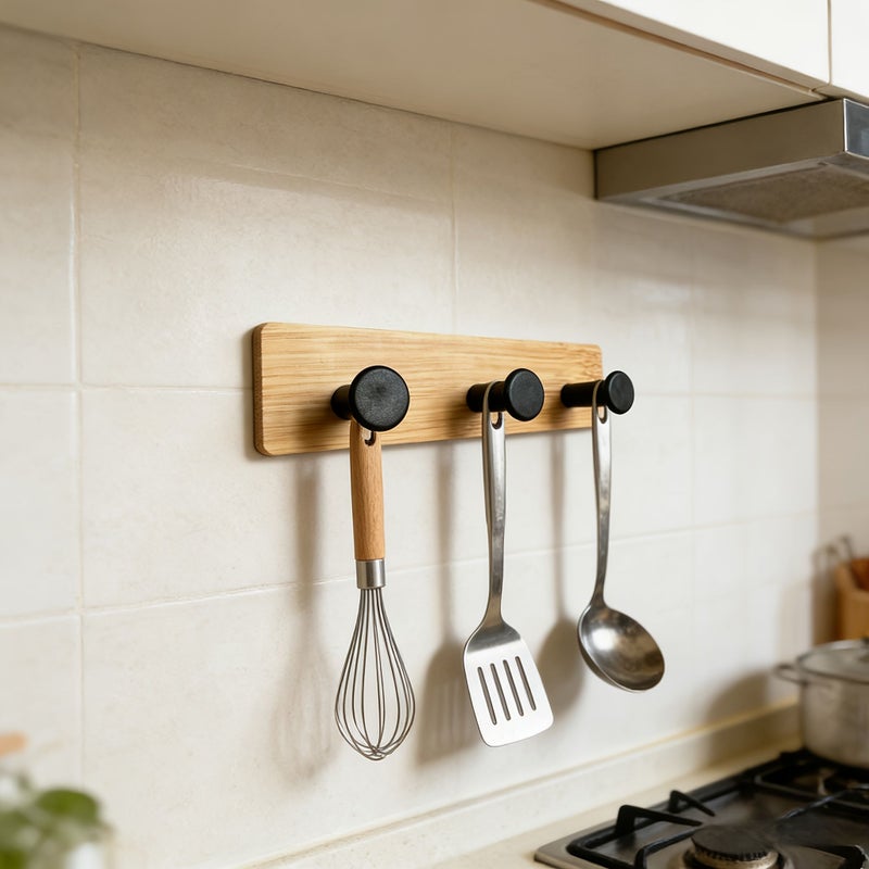 A Modern Heavy Duty Bathroom Hook With 3 Hook Rails Faux Wood Grain Design Nordic Style Home Hook Rack Waterproof Strong Load Bearing Capacity Easy To Install Wall Mounted Stylish Hook Key Hook Towel Durable Coat Rack Style 1 - Image 2