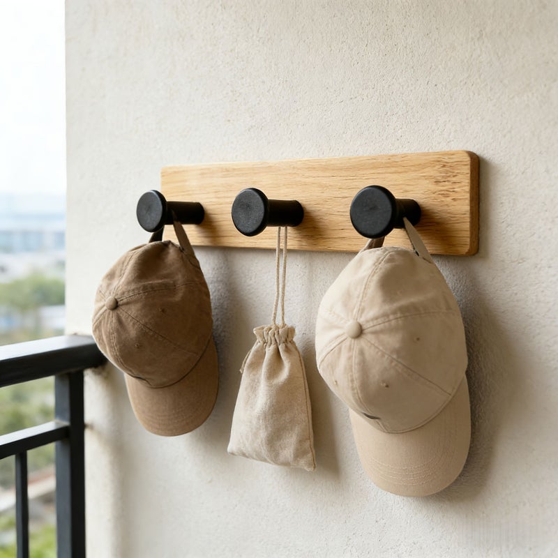 A Modern Heavy Duty Bathroom Hook With 3 Hook Rails Faux Wood Grain Design Nordic Style Home Hook Rack Waterproof Strong Load Bearing Capacity Easy To Install Wall Mounted Stylish Hook Key Hook Towel Durable Coat Rack Style 1 - Image 1