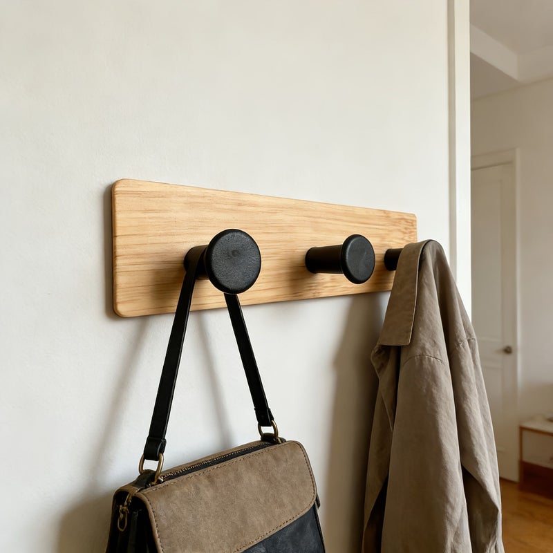 A Modern Heavy Duty Bathroom Hook With 3 Hook Rails Faux Wood Grain Design Nordic Style Home Hook Rack Waterproof Strong Load Bearing Capacity Easy To Install Wall Mounted Stylish Hook Key Hook Towel Durable Coat Rack Style 1 - Image 5
