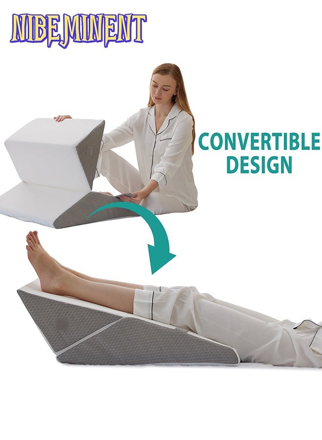 NIBEMINENT Wedge Pillow Headboard, 3PCS Orthopedic Bed Wedge Pillows Set for After Surgery, Adjustable Pillow Wedge for Acid Reflux&Back Pain Relief, Sleeping, Back Pillow for Bed Sitting Up, White/Grey - Image 3