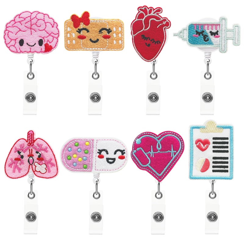 senhilear 8 Pcs Nurse Badge Reels,Cute Badge Reel Clip Retractable ID Clip for Doctor Student Men Women Office Nurses Lanyard Supplies Accessories Bulk Gifts - Image 1