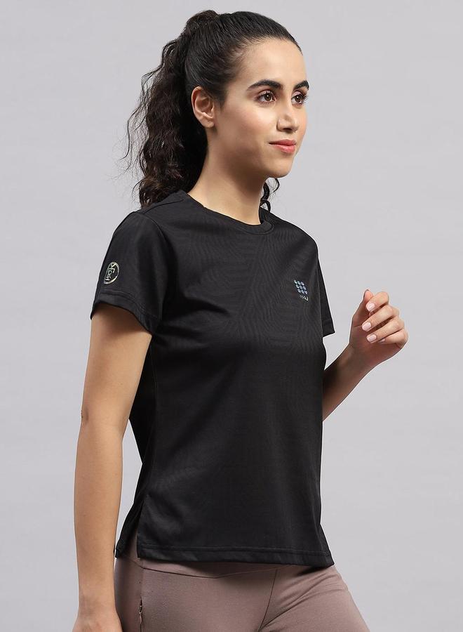 Rock.it Women Black Solid Round Neck Short Sleeve Top - Image 3