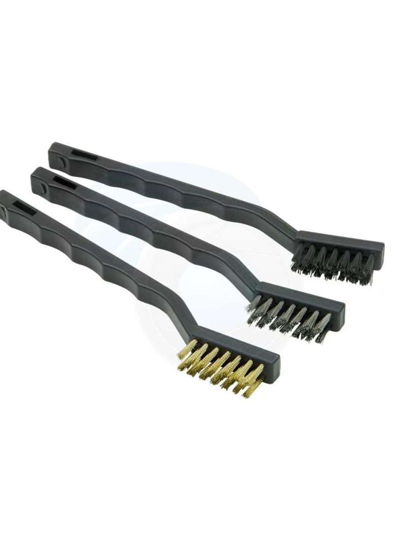 TOLSEN Tolsen 3Pcs Wire Brush Set Clean Brushes Steel Brass Nylon Metal Rust Paint Remover  - Image 2