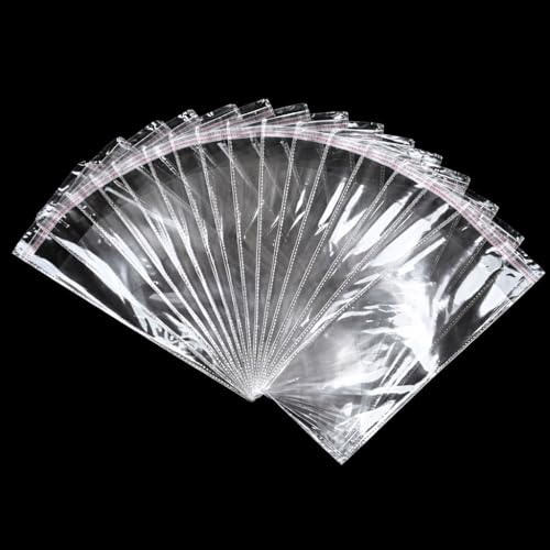 VETAS Clear Polythene Resealable Bags | Self-Adhesive BOPP Plastic Pouches for Jewellery, Small Storage & Packaging |Transparent Plastic Bags, Pack of 200 (4 x 8 inch 10.16 x 20.5 cm) - Image 1