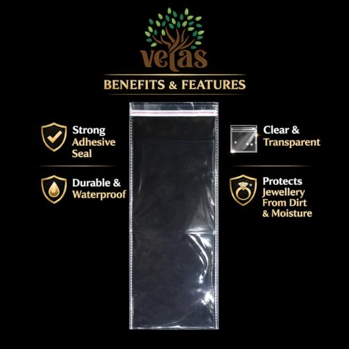 VETAS Clear Polythene Resealable Bags | Self-Adhesive BOPP Plastic Pouches for Jewellery, Small Storage & Packaging |Transparent Plastic Bags, Pack of 200 (4 x 8 inch 10.16 x 20.5 cm) - Image 4