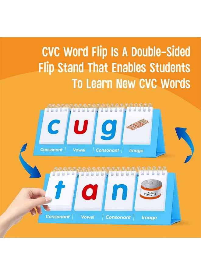 سبرايت جرو - Cvc Word Flip Chart مزدوج الوجهين Word Flip 40 كلمة حرف العلة القصيرة قائمة بذاتها مخطط الوجه حرف العلة الساكنة كلمة البطاقات التعليمية نشاط بناء الكلمات أداة تعليمية تعليمية للوازم المدرسية - Image 1