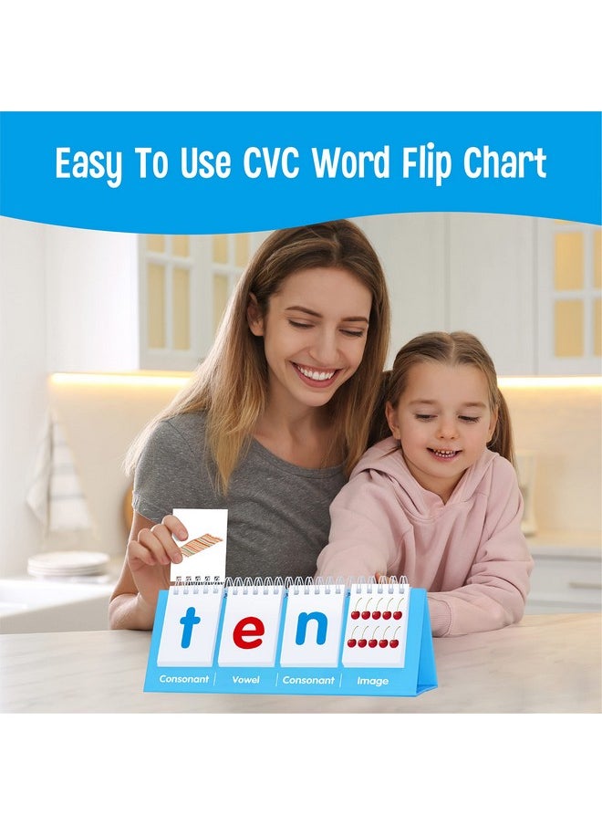 سبرايت جرو - Cvc Word Flip Chart مزدوج الوجهين Word Flip 40 كلمة حرف العلة القصيرة قائمة بذاتها مخطط الوجه حرف العلة الساكنة كلمة البطاقات التعليمية نشاط بناء الكلمات أداة تعليمية تعليمية للوازم المدرسية - Image 1