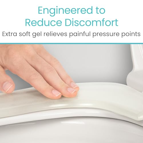 Vive Gel Toilet Seat Cushion Cover - Raised Padded Riser Cushion for Elongated, Standard, and Commode Chairs- Seat Warmer Pressure & Pain Relief Comfort- Adhesive Donut Pad for Elderly, Seniors - Image 3