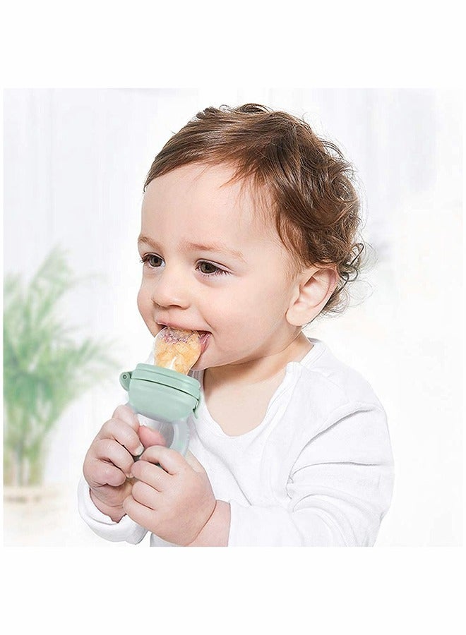 Baby Fresh Fruit Food Feeder Nibbler Pacifier gy Handle Training Massaging Toy Teether Food Grade Soft Safe BPA-Free Silicone Pouches Babies Toddlers Infants Kids 3 Pack - Image 5