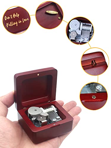Sinzyo Music Box Vintage Wood Carved Mechanism Musical Boxs Gift for Birthday Valentine's Day Christmas Day(Can't Help Falling in Love-Wine red Wood Box-Wine Red Box) - Image 3
