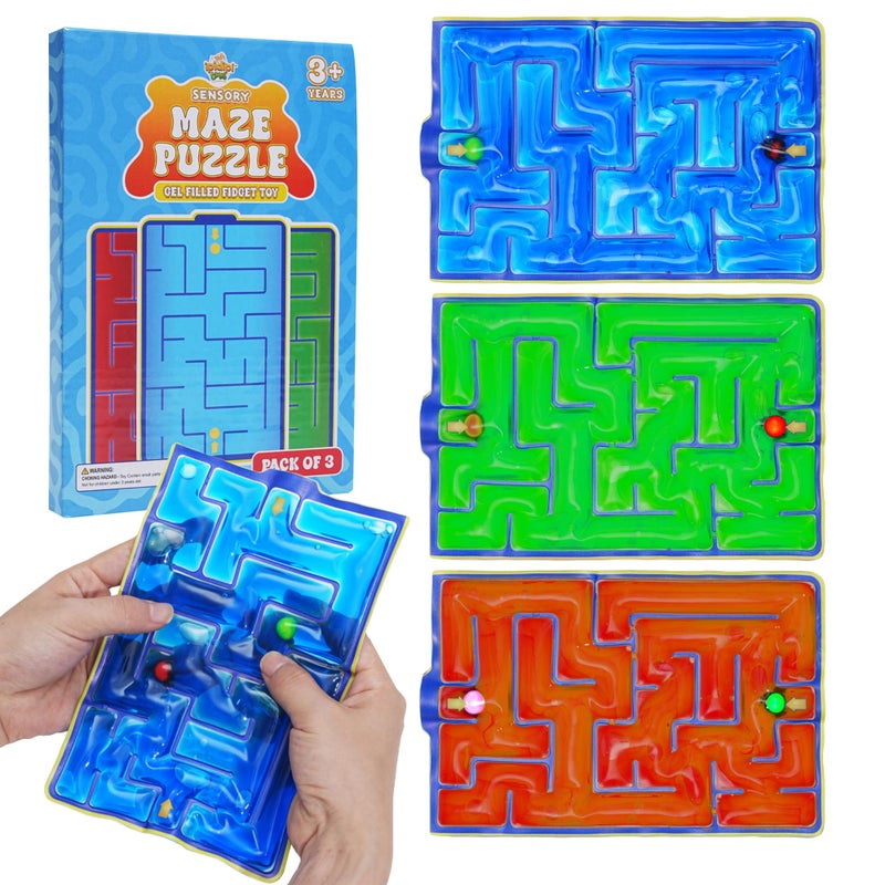 IPIDIPI TOYS GelFilled Maze Puzzle Quiet Sensory Squishy Fidget Toy for All Ages Tactile Gel Pads Easter Basket Stuffers Classroom Rewards Party Favors and Gifts Pack of 3 - Image 3
