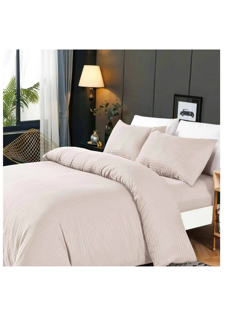 Generic 4-Piece Single Size Duvet Cover Set – cotton Bedding Set with Duvet Cover, Fitted Sheet, and 2 Pillowcases -160x210cm 