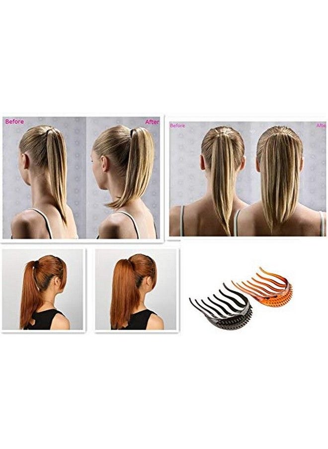 UPSTORE - 2Pcs Heightening Ponytail Insert Hair Comb Bump It Up Volume Hair Styling Insert Comb Fluffy Ponytail Fot Hairstyle Styling Beauty Tool (Black + Brown) - Image 1
