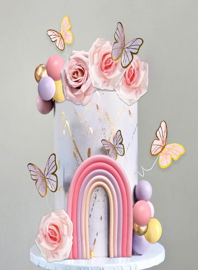SONICEBUY 52Pcs Rainbow Cake Topper Butterflies Cake Decorations with Colorful Balls Flower Cake Toppers for Women Girls Kids Birthday Baby Shower Wedding Rainbow Flower Butterfly Themed Party Supplies - Image 2