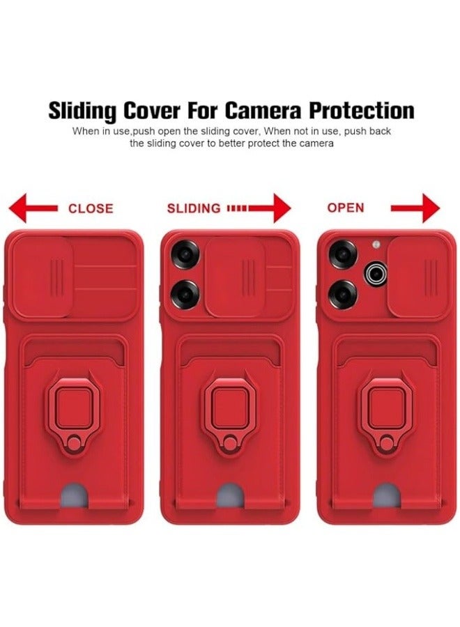 Compatible with Tecno Pova 6 Pro 5G Case Silicone with Camera Lens Protection, Case with Stand and Card Holder Function Shockproof Protective Cover  - Image 2
