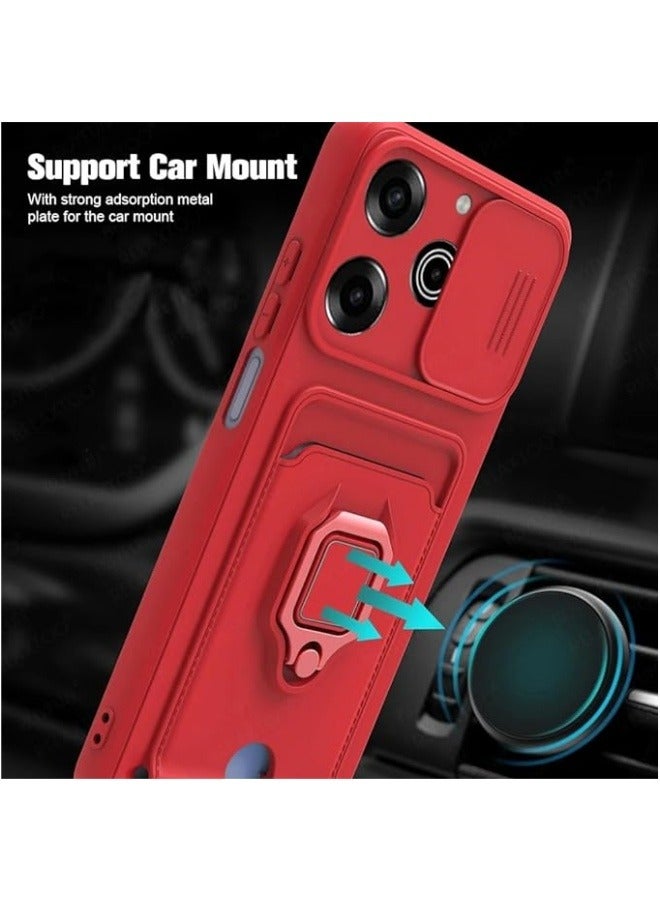 Compatible with Tecno Pova 6 Pro 5G Case Silicone with Camera Lens Protection, Case with Stand and Card Holder Function Shockproof Protective Cover  - Image 4