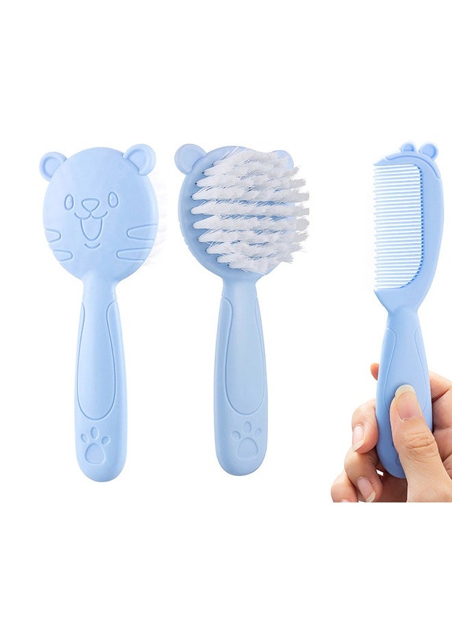 Generic 2 PCS Baby Comb and Brush Set，Baby Hairbrush & Comb Set Suitable for Newborns and Toddlers, Baby Brush Soft Bristles Perfect for Kids (Blue)  - Image 1