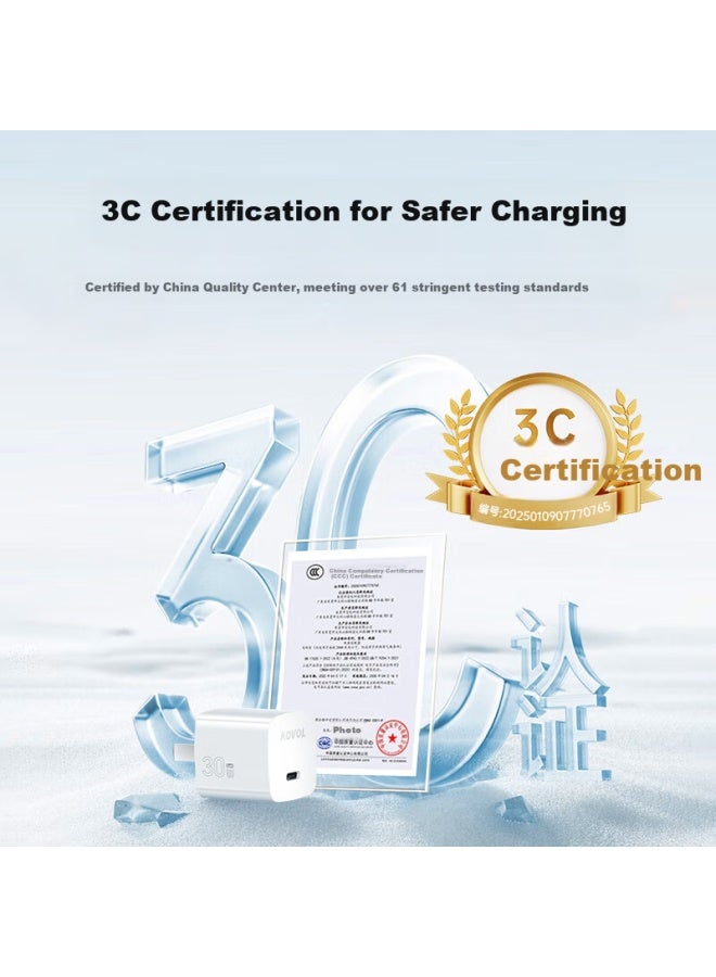 Kovol Apple 16 Charger 15 Charging Cable Mini 30W Fast Charge Gallium Nitride Charger Type-C Data Cable For Phone 16E/15Promax/Plus Mobile Ipad - Image 2