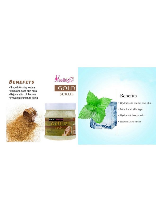 FEELHIGH سكراب الوجه والجسم فيلهigh بالذهب 500جم - منتجات العناية بالبشرة والوجه - للرجال والنساء (سكراب الذهب وسكراب الثلج الأزرق) - Image 2