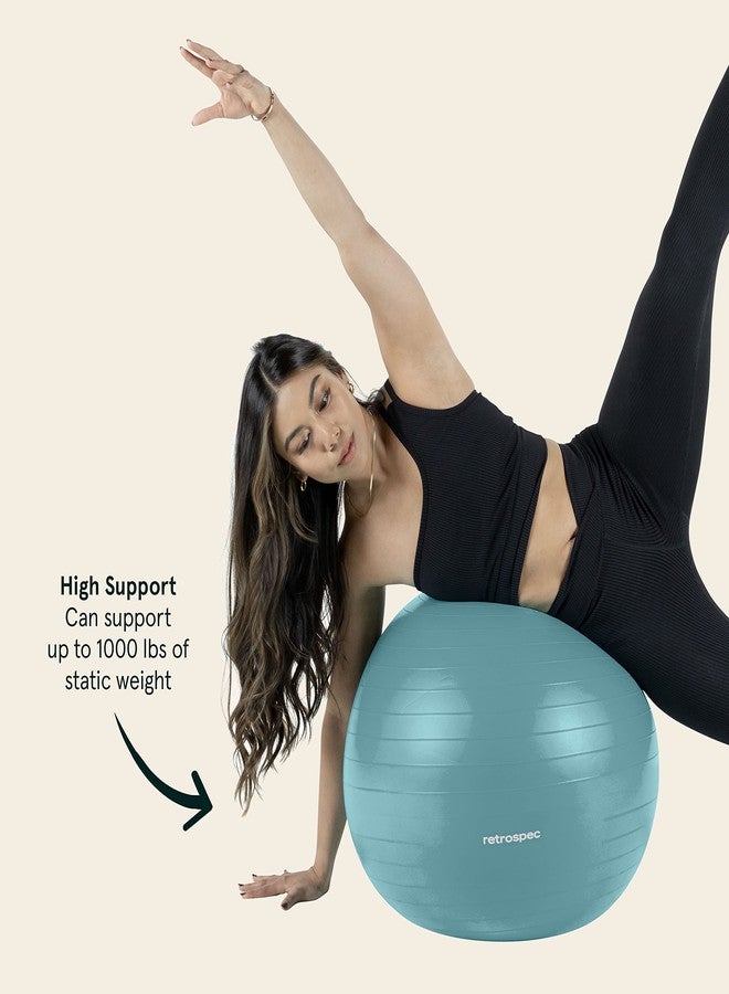 Retrospec Luna Exercise Ball, Base & Pump/Ball & Pump with Anti-Burst Material - Fitness Gym Swiss Ball - Perfect for Balance, Stability, Yoga, Pilates, Pregnancy & Birthing - 75cm - Turquoise - Image 5