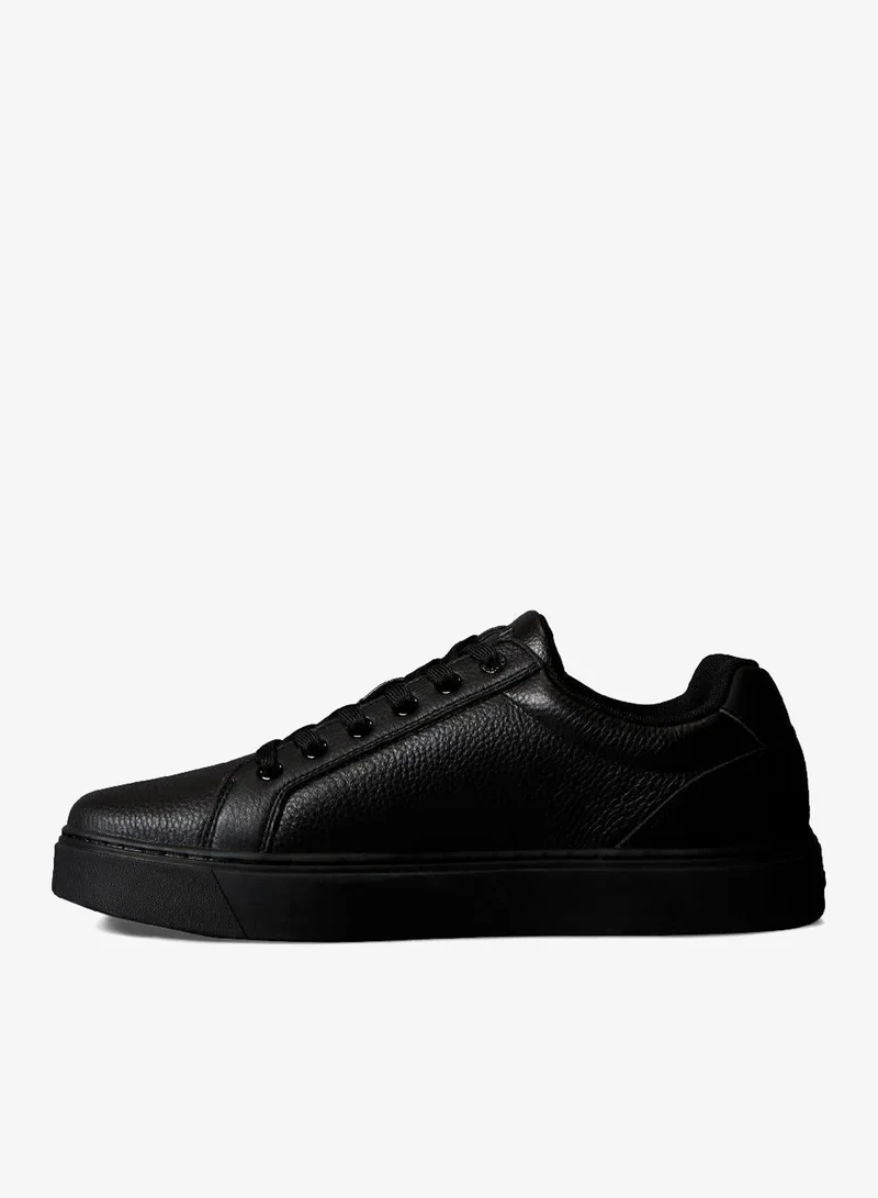 Calvin Klein Jeans Triple Black Classic Leather Trainers for Men | Best Price UAE