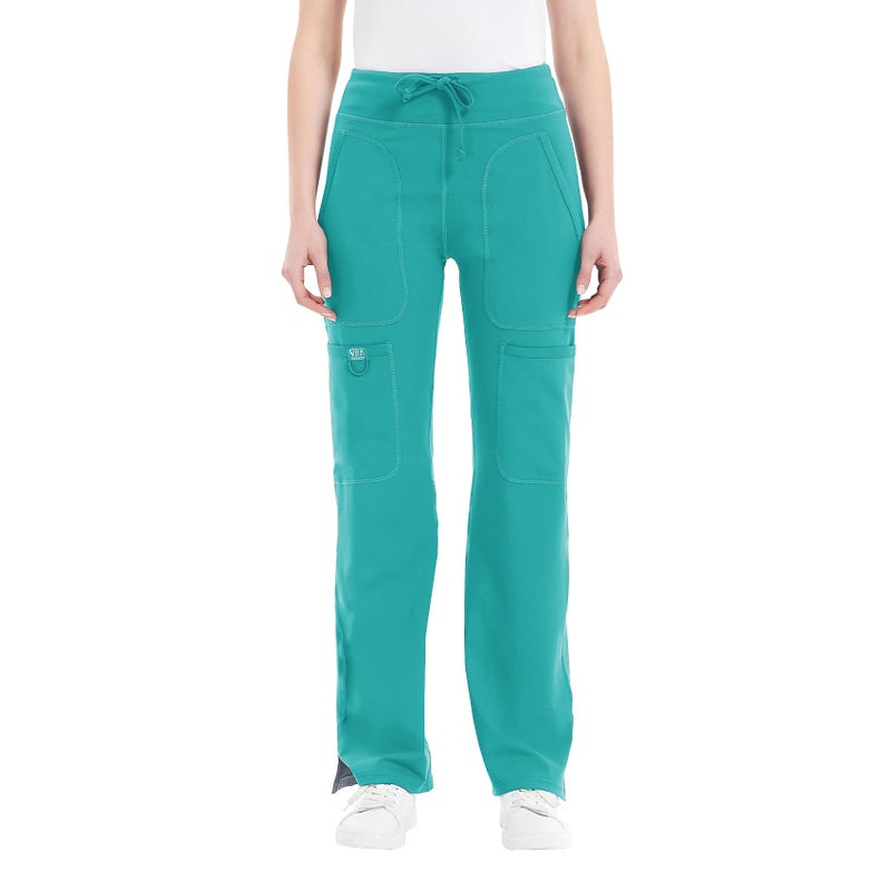 QBK Yoga Scrub Pants Women Mid Rise Yoga Work Pants- Five Pocket Cargo Scrub Pant (Small, Green) - Image 3