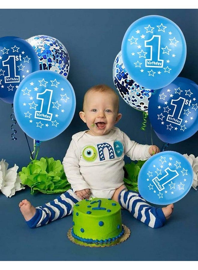 BEISHIDA 1St Boy Happy Birthday Confetti Balloonsfirst Birthday Decorations 12 Inch Large Navy Blue Latex Helium Balloons Perfect For Baby 1St Birthday Party Supplies(Pack Of 15) - Image 5